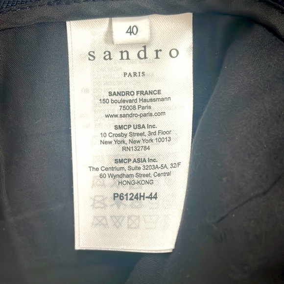 SANDRO navy straight classic ankle pants size 40 - Picture 6 of 7